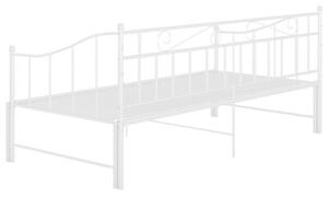 Sofa z wysuwaną ramą łóżka, biała, metalowa, 90x200 cm