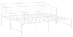 Sofa z wysuwaną ramą łóżka, biała, metalowa, 90x200 cm
