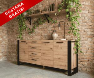 Duża loftowa komoda z szufladami 197cm artisan | Umeblowana.com