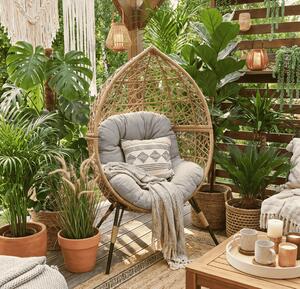 Pleciony fotel ogrodowy z poduszką boho | Umeblowana.com