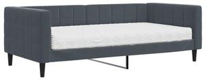 Sofa z materacem do spania, ciemnoszara, 90x190 cm, aksamit