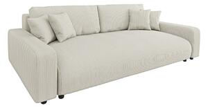 Kremowa sztruksowa rozkładana sofa ze schowkiem 234 cm Sara – Ropez