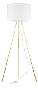 Lampa podłogowa TK Lighting UMBERTO 6637 biało-złota, klosz 50 cm, wys. 150 cm, E27, nowoczesna do salonu i sypialni