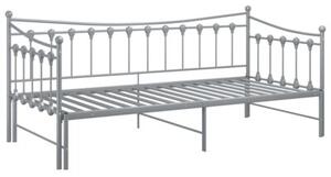 Sofa z wysuwaną ramą łóżka, szara, metalowa, 90x200 cm
