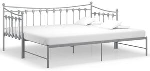 Sofa z wysuwaną ramą łóżka, szara, metalowa, 90x200 cm