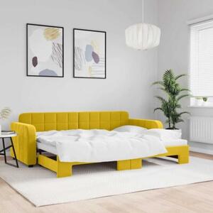 Sofa rozsuwana, żółta, 80x200 cm, aksamit
