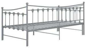 Sofa z wysuwaną ramą łóżka, szara, metalowa, 90x200 cm
