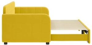 Sofa rozsuwana, żółta, 80x200 cm, aksamit