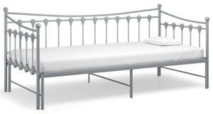 Sofa z wysuwaną ramą łóżka, szara, metalowa, 90x200 cm