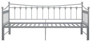 Sofa z wysuwaną ramą łóżka, szara, metalowa, 90x200 cm