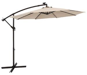 Parasol ogrodowy z oświetleniem LED bezowy