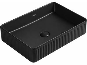 Mexen Grovo umywalka nablatowa ryflowana 50 x 34 cm, czarna mat - 22305085