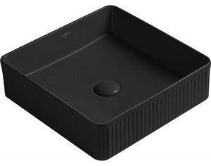 Mexen Grovo umywalka nablatowa ryflowana 37 x 37 cm, czarna mat - 22303785