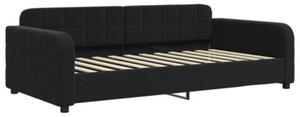 Sofa z materacem do spania, czarna, 90x200 cm, aksamit