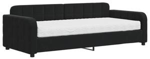 Sofa z materacem do spania, czarna, 90x200 cm, aksamit