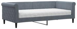 Sofa z materacem do spania, ciemnoszara, 90x190 cm, aksamit