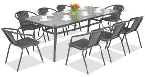 Metalowe meble ogrodowe Modena/Bergamo dla 8 osób z dużym stołem Garden Point antracyt