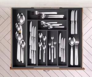 Wkład organizer do szuflady na sztućce rozsuwany 31.5-52x43x5cm 8 przegród CZARNY KRISBERG