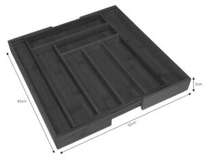 Wkład organizer do szuflady na sztućce rozsuwany 31.5-52x43x5cm 8 przegród CZARNY KRISBERG