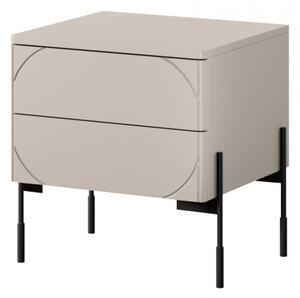 Szafka nocna z dwoma szufladami Sonatia na metalowych nogach 45 cm - kaszmir