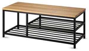 Ławka Metalowa Industrialna Drewno Dębowe HALF SHELF WOOD - LOFT