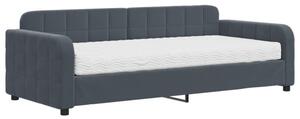 Sofa z materacem do spania, ciemnoszara, 90x200 cm, aksamit