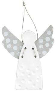 Porcelanowy wiszący anioł DOTS SILVER (9 cm)