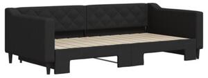 Sofa rozsuwana, czarna, 100x200 cm, tkanina