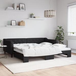 Sofa rozsuwana, czarna, 100x200 cm, tkanina