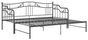 Sofa z wysuwaną ramą łóżka, czarna, metalowa, 90x200 cm