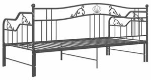 Sofa z wysuwaną ramą łóżka, czarna, metalowa, 90x200 cm