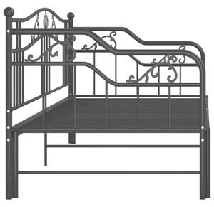 Sofa z wysuwaną ramą łóżka, czarna, metalowa, 90x200 cm