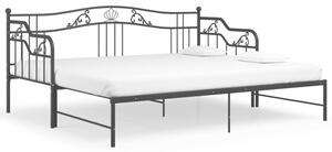 Sofa z wysuwaną ramą łóżka, czarna, metalowa, 90x200 cm