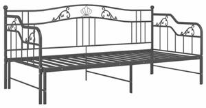 Sofa z wysuwaną ramą łóżka, czarna, metalowa, 90x200 cm