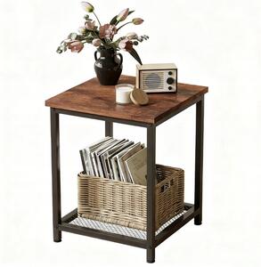 Stolik Kawowy Kwadratowy Pomocniczy Boczny Z Półką Retro Vintage Loft 55 cm