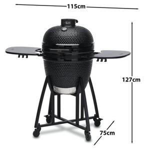 Grill ogrodowy ceramiczny węglowy KOLER Kamado EG21 Zamykany, okrągły, półki boczne, termometr, kółka
