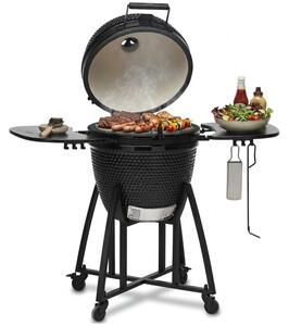 Grill ogrodowy ceramiczny węglowy KOLER Kamado EG21 Zamykany, okrągły, półki boczne, termometr, kółka