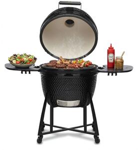 Grill ogrodowy ceramiczny węglowy KOLER Kamado EG26 Zamykany, na kółkach, termometr, półki boczne, żeliwny ruszt