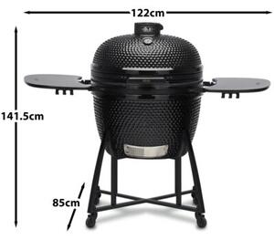 Grill ogrodowy ceramiczny węglowy KOLER Kamado EG26 Zamykany, na kółkach, termometr, półki boczne, żeliwny ruszt