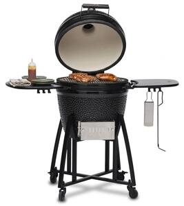 Grill ogrodowy ceramiczny węglowo-gazowy KOLER Kamado EG22-GAS Zamykany, okrągły, żeliwny ruszt, kółka, termometr