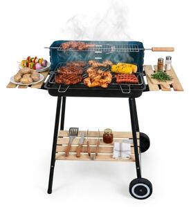 Grill ogrodowy węglowy MIRPOL MIR244 z rożnem, na kółkach, półki boczne