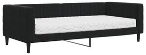 Sofa z materacem do spania, czarna, 90x200 cm, aksamit