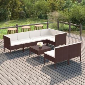 Zestaw Mebli Ogrodowych Komplet Wypoczynkowy Z Poduszkami 8-Częściowy Brązowy Rattan Na Taras Balkon Ogród