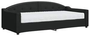 Sofa z materacem do spania, czarna, 90x200 cm, tkanina