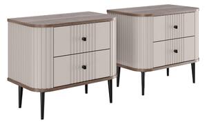 Zestaw szafek nocnych Vesper 56 cm - kaszmir / orzech / czarne nogi