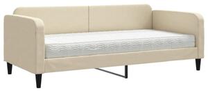 Sofa z materacem do spania, kremowa, 90x200 cm, tkanina