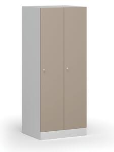 Szafka ubraniowa obniżona, 2-drzwiowa, 1500 x 600 x 500 mm, zamek cylindryczny, drzwi beżowe