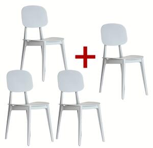 Krzesło do jadalni plastikowe SIMPLY 3+1 GRATIS, białe