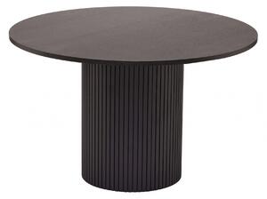 Okrągły czarny stół fornirowany dębem, 125 cm