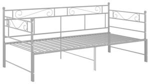 Sofa z wysuwaną ramą łóżka, szara, metalowa, 90x200 cm